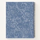 ダスティブルーエレガントフローラ結婚ズゲストブック ノートブック (裏面)