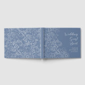 ダスティブルーエレガントフローラ結婚ズ ゲストブック (全面)