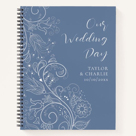 ダスティブルーエレガントフローラ結婚ズ ノートブック (正面)