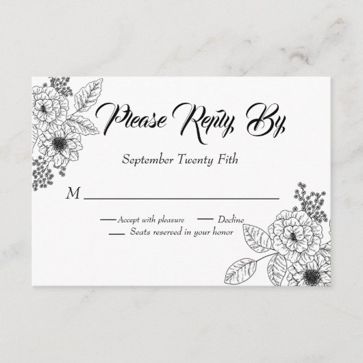 ダスティブルーエレガントホワイトグレーフローラハート結婚ズ エンクロージャーカード (正面)