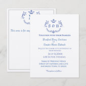 ダスティブルーエレガントホワイトグレーフローラハート結婚ズ セーブザデート (正面/裏面)