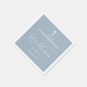 ダスティブルーエレガントミニマモダンリスト確認 スタンダードカクテルナプキン (角)