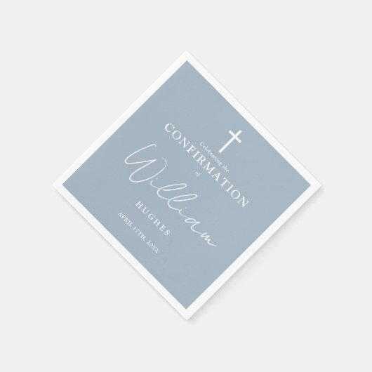 ダスティブルーエレガントミニマモダンリスト確認 スタンダードカクテルナプキン (角)