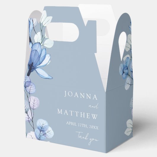 ダスティブルーエレガントモダンフローラ結婚ズ フェイバーボックス (オープン)