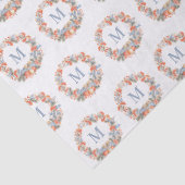 ダスティブルーエレガントモノグラムリースクリスマス 薄葉紙 (詳細)