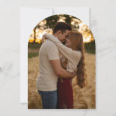 ダスティブルーエレガントモノグラム写真結婚のアーチ 招待状 (裏面)