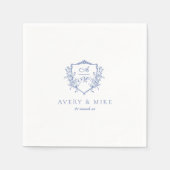 ダスティブルーエレガントヴィンテージバラクレスト結婚ズ スタンダードカクテルナプキン (正面)