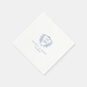 ダスティブルーエレガントヴィンテージバラクレスト結婚ズ スタンダードカクテルナプキン (角)