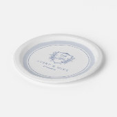 ダスティブルーエレガントヴィンテージバラクレスト結婚ズ ペーパープレート (アングル)