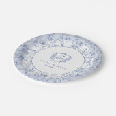 ダスティブルーエレガントヴィンテージバラクレスト結婚ズ ペーパープレート (アングル)