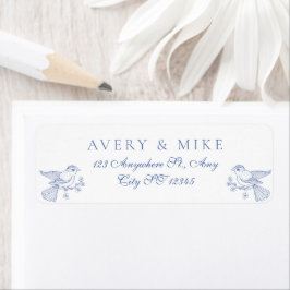 ダスティブルーエレガントヴィンテージバラクレスト結婚ズ ラベル