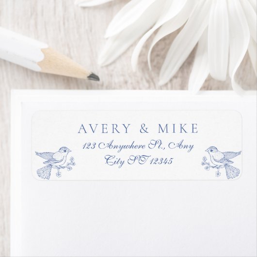 ダスティブルーエレガントヴィンテージバラクレスト結婚ズ ラベル (インサイチュ)