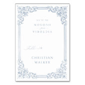 ダスティブルーエレガントヴィンテージ折り畳み座席表 テーブルナンバー (正面)