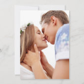 ダスティブルーエレガント写真結婚式の日付を保存 セーブザデート (裏面)