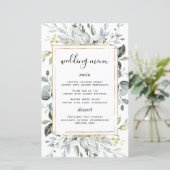 ダスティブルーエレガント金ゴールド素朴のメ結婚ニュー・カード (スタンド正面)