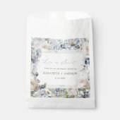 ダスティブルーエレガント&赤面ピンク結婚式の引き出物バッグ フェイバーバッグ (正面)