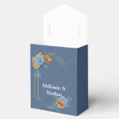 ダスティブルーオレンジ金ゴールド牡丹バラ結婚 フェイバーボックス (オープン)