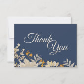 ダスティブルーオータムボホ結婚の感謝フラットカード サンキューカード (正面)