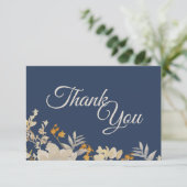 ダスティブルーオータムボホ結婚の感謝フラットカード サンキューカード (スタンド正面)