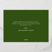 ダスティブルーオーナメントベビーアナウンスホリデーカード 箔シーズンカード (裏面)