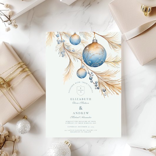 ダスティブルーオーナメント結婚ズ 招待状