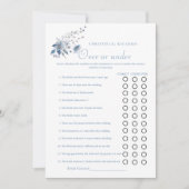 ダスティブルーオーバーまたはブライダルシャワーゲームカードの下 案内状 (正面)