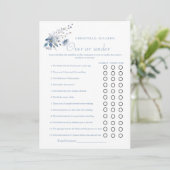ダスティブルーオーバーまたはブライダルシャワーゲームカードの下 案内状 (スタンド正面)