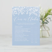 ダスティブルーオーバーまたは下ブライダルシャワーゲーム 招待状 (スタンド正面)