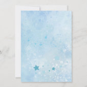 ダスティブルーオ男の子私たちは赤ちゃんシャワーを待つことができる 招待状 (裏面)