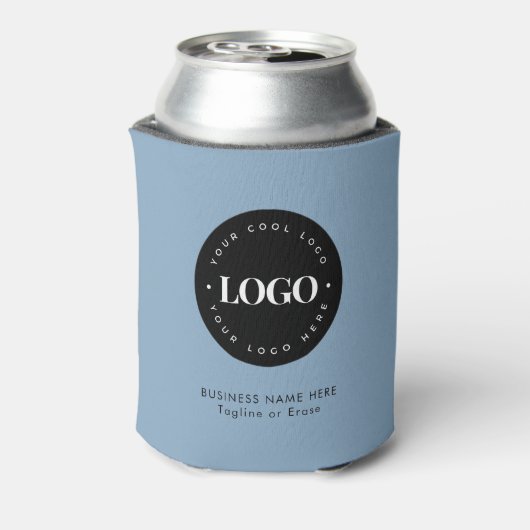 ダスティブルーカスタムビジネス会社ロゴ文字 缶クーラー (缶裏面)