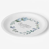 ダスティブルーカスタムフローラ100誕生日カスタム ペーパープレート (アングル)