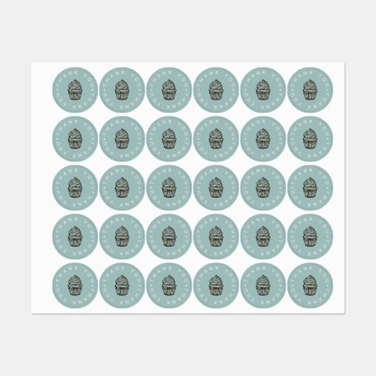 ダスティブルーカップケーキベーカリースモールラベル ラベル (シート)