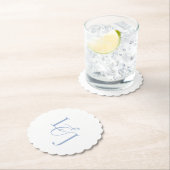 ダスティブルーカップルイニシャルモノグラム結婚ズ ペーパーコースター (インサイチュ)