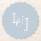 ダスティブルーカップルイニシャルモノグラム結婚ズ ペーパーコースター (正面)