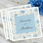 ダスティブルーカントリーガーデンエレガントフローラ結婚ズ スタンダードカクテルナプキン