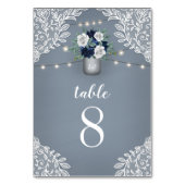 ダスティブルーカントリーホワイトレースメイソンジャー結婚ズ テーブルナンバー (裏面)
