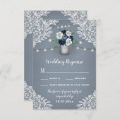 ダスティブルーカントリーメイソンジャールウェディングRSVPカード 出欠カード (正面/裏面)