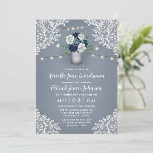 ダスティブルーカントリーレースメイスンジャールリハーサルディナー 招待状 (スタンド正面)