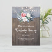 ダスティブルーカントリー素朴フローラ誕生日 招待状 (スタンド正面)