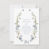 ダスティブルーガーデンエレガントヴィンテージウェディング 招待状 (正面)