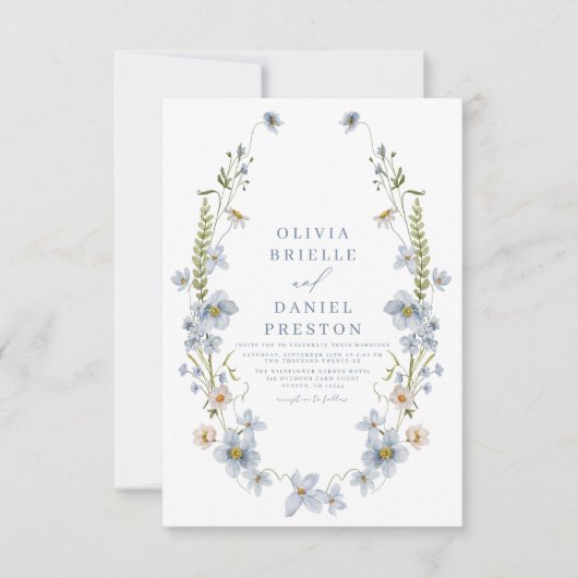 ダスティブルーガーデンエレガントヴィンテージウェディング 招待状 (正面)