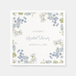 ダスティブルーガーデンエレガントヴィンテージブライダルシャワー スタンダードカクテルナプキン