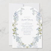 ダスティブルーガーデンエレガントヴィンテージブライダルシャワー 招待状 (正面)