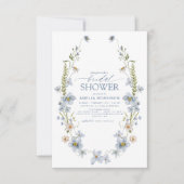 ダスティブルーガーデンエレガントヴィンテージブライダルシャワー 招待状 (正面)