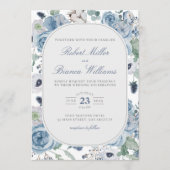 ダスティブルーガーデンバラフローラエレガントな結婚式 招待状 (正面)