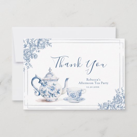 ダスティブルーガーデンビクトリアンブライダルシャワーティー サンキューカード (正面)
