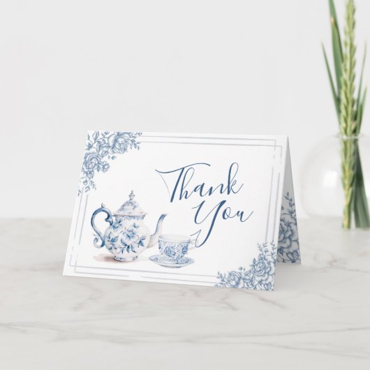 ダスティブルーガーデンビクトリアンブライダルシャワーティー サンキューカード (正面)