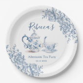 ダスティブルーガーデンビクトリアンブライダルシャワーティー ペーパープレート (正面)