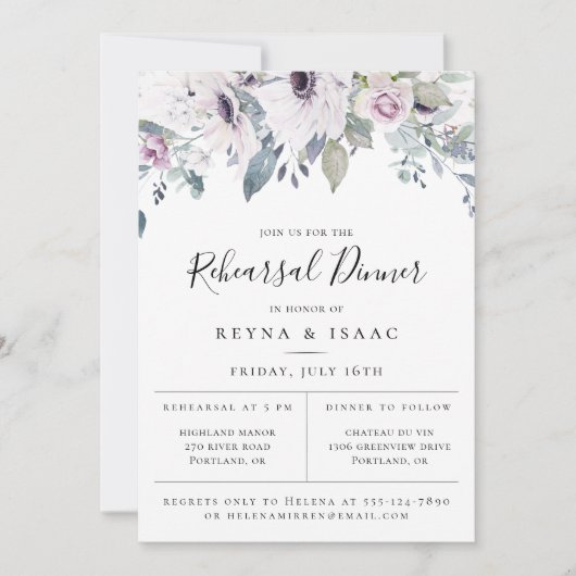 ダスティブルーガーデンフローラリハーサルディナー 案内状 (正面)