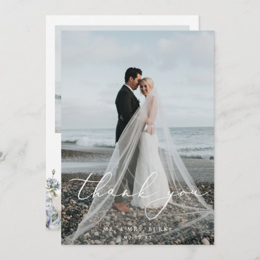 ダスティブルーガーデン結婚フローラの写真 サンキューカード (正面/裏面)